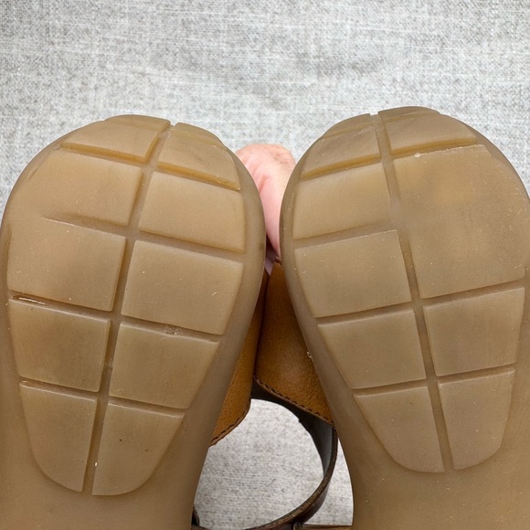 The Flexx brown leather wedge sandals ankle strap size 10/42 casual comfort boho - Picture 9 of 9